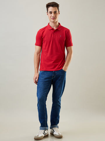 Red Solid Polo T-Shirt