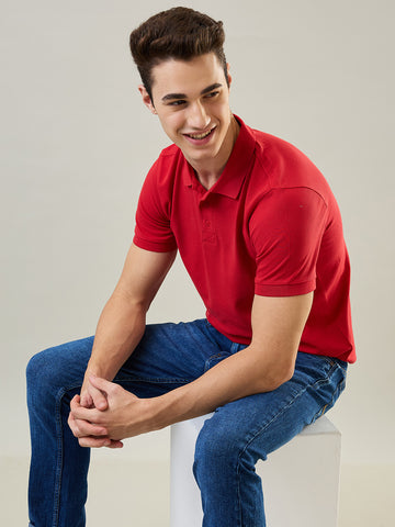 Red Solid Polo T-Shirt