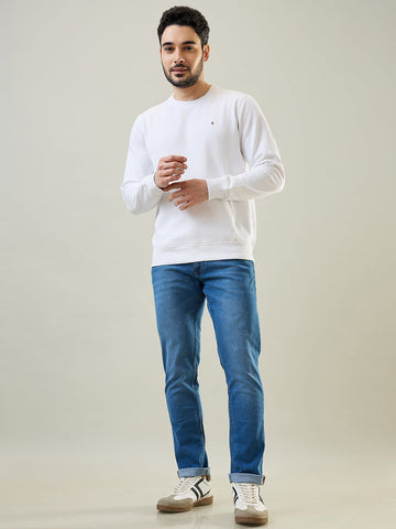 Tim Paris White Sweatshirt with Kangaroo Pocket