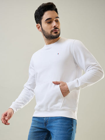 Tim Paris White Sweatshirt with Kangaroo Pocket