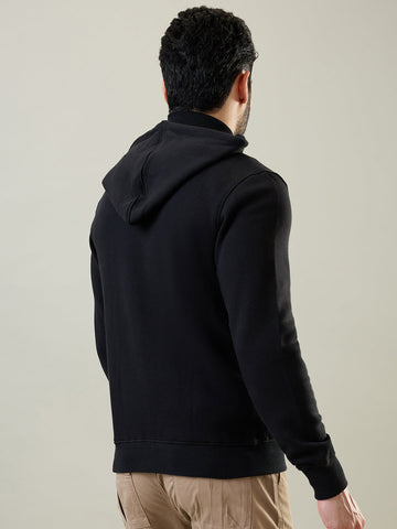 Tim Paris Black Hoodie with Zipper – Solid Sweatshirt