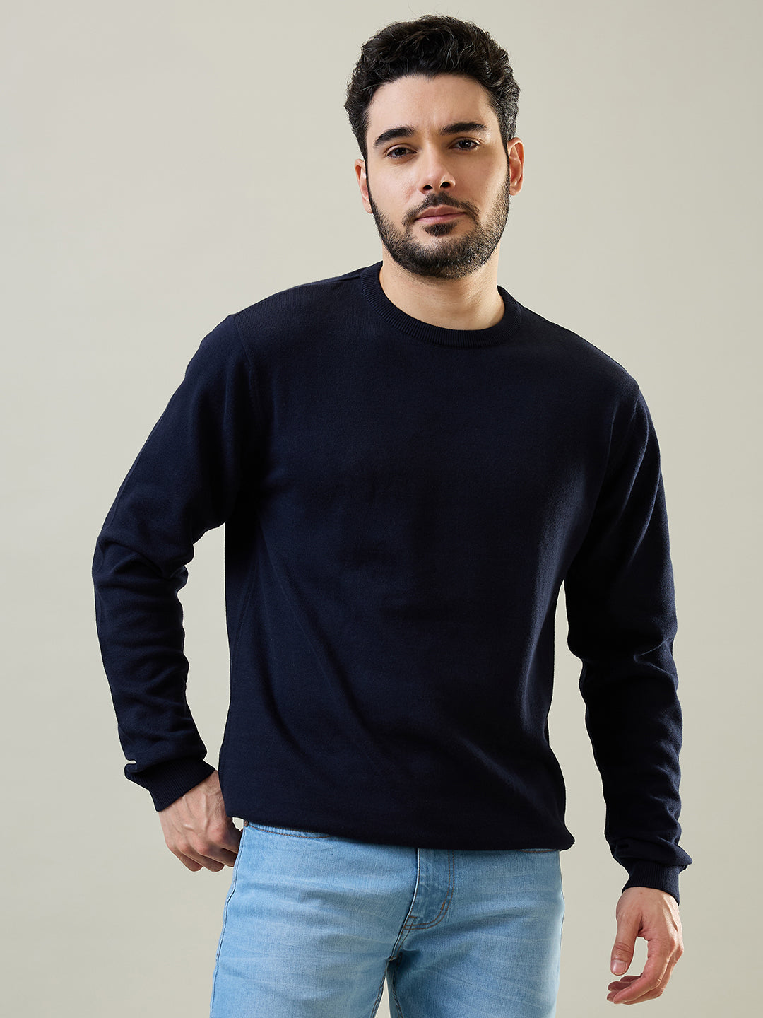 Tim Paris Navy Round Neck Pullover