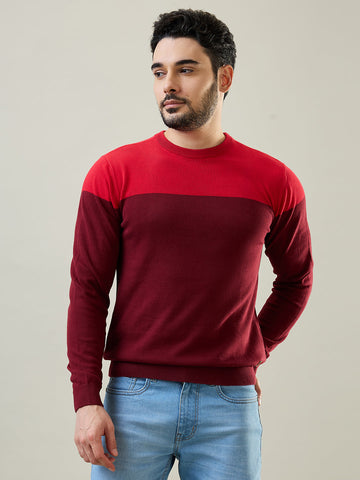 Tim Paris Red Round Neck Pullover