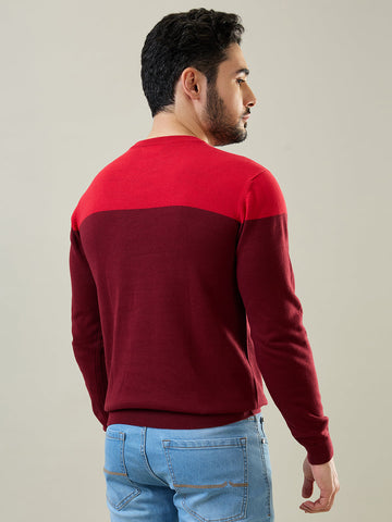 Tim Paris Red Round Neck Pullover