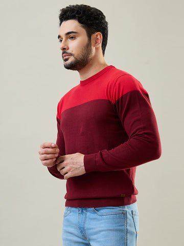 Tim Paris Red Round Neck Pullover