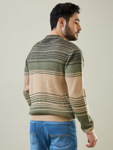 Tim Paris Oil Green Round Neck Pullover