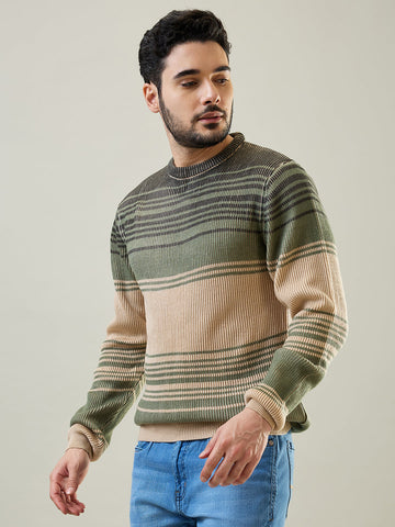 Tim Paris Oil Green Round Neck Pullover