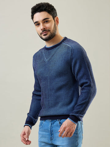 Tim Paris Dress Blue Round Neck Pullover