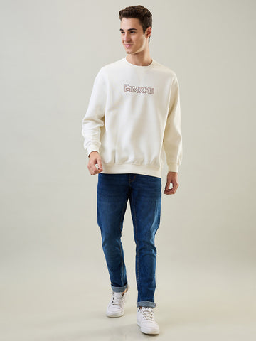 Tim Paris Sweatshirt: Egret Round Neck Printed