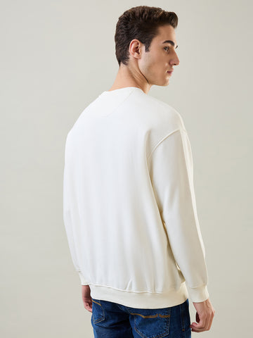 Tim Paris Sweatshirt: Egret Round Neck Printed