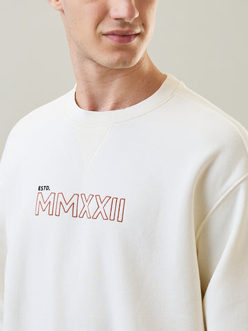 Tim Paris Sweatshirt: Egret Round Neck Printed