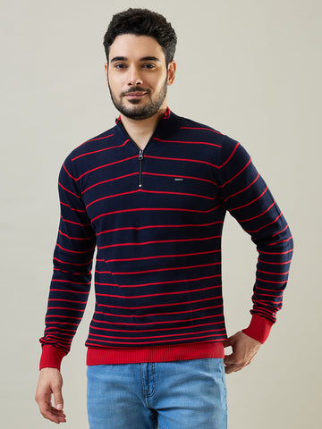 Tim Paris Navy Blue Mock Neck Pullover