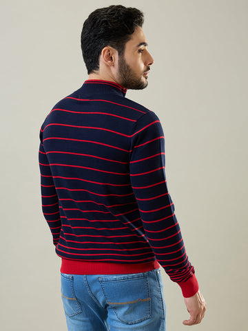 Tim Paris Navy Blue Mock Neck Pullover