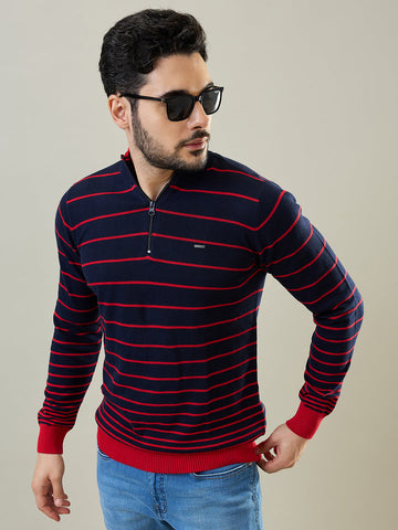 Tim Paris Navy Blue Mock Neck Pullover