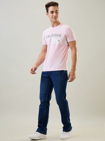 Tim Paris T-Shirt: Pink Round Neck Graphic Print