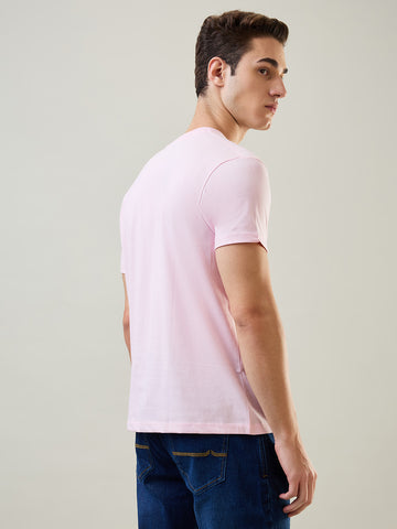 Tim Paris T-Shirt: Pink Round Neck Graphic Print