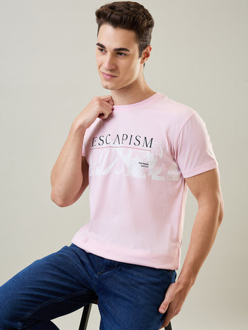 Tim Paris T-Shirt: Pink Round Neck Graphic Print