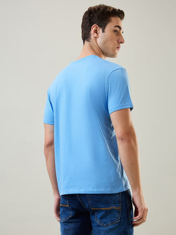 Tim Paris T-Shirt: Robbia Blue Round Neck Graphic Print