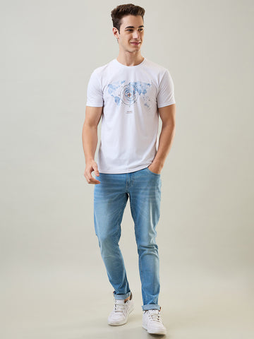 Tim Paris T-Shirt: White Round Neck Graphic Print