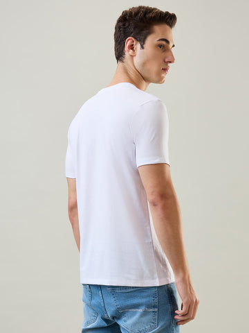 Tim Paris T-Shirt: White Round Neck Graphic Print