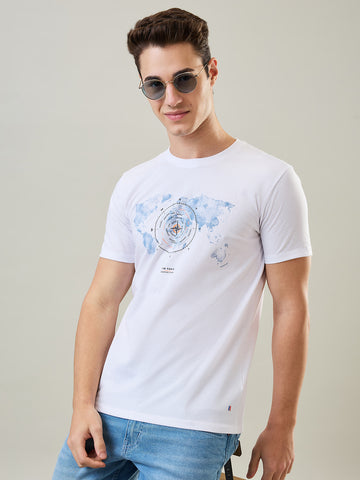 Tim Paris T-Shirt: White Round Neck Graphic Print