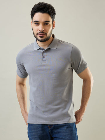 Tim Paris Grey Polo Neck T-Shirt