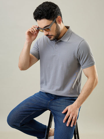 Tim Paris Grey Polo Neck T-Shirt