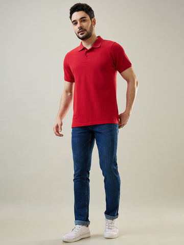 Tim Paris Red Polo Neck T-Shirt