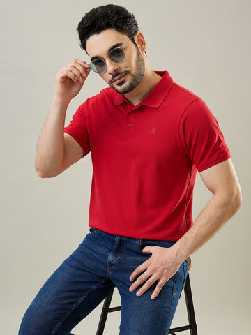 Tim Paris Red Polo Neck T-Shirt