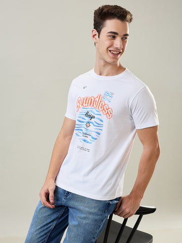 Tim Paris T-Shirt: White Round Neck Graphic Print