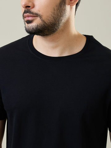 Tim Paris Black Round Neck T-Shirt