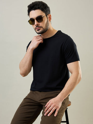 Tim Paris Black Round Neck T-Shirt