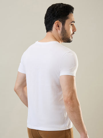 Tim Paris Men's White Round Neck Solid T-Shirt