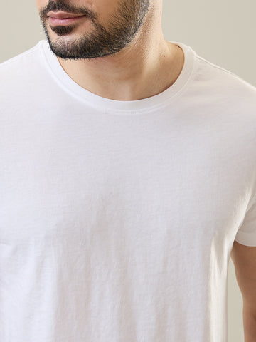 White Solid Half Sleeve T-Shirt