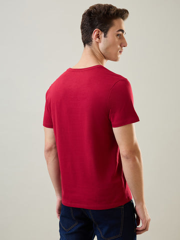 Tim Paris T-Shirt: Scooter Red Round Neck Solid