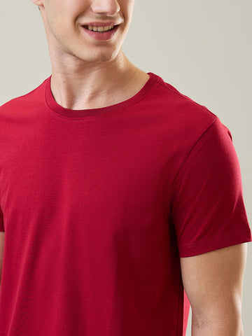 Tim Paris T-Shirt: Scooter Red Round Neck Solid