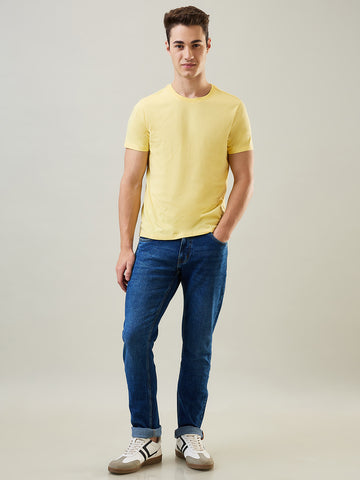 Tim Paris T-Shirt: Pale Banana Round Neck Solid