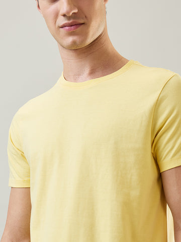 Tim Paris T-Shirt: Pale Banana Round Neck Solid