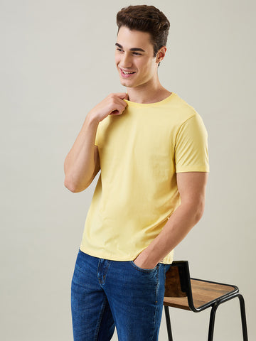 Tim Paris T-Shirt: Pale Banana Round Neck Solid