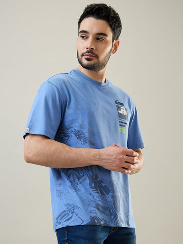 Robbia Blue Printed T-Shirt