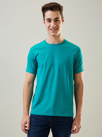 Tim Paris T-Shirt: Porcelain Green Round Neck AOP Print