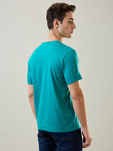 Tim Paris T-Shirt: Porcelain Green Round Neck AOP Print