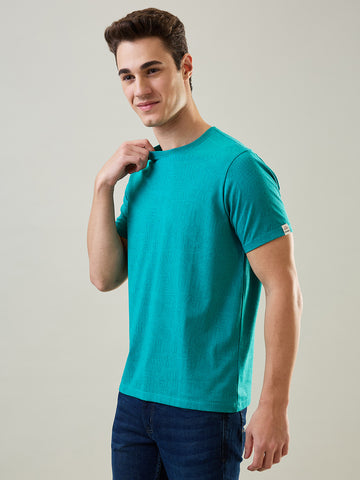 Tim Paris T-Shirt: Porcelain Green Round Neck AOP Print