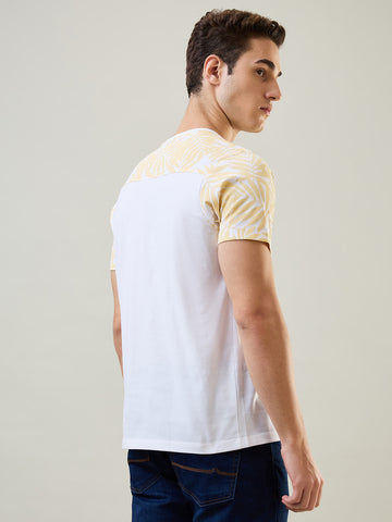 Tim Paris Men's Pale Banana Round Neck Cut & Sew T-Shirt