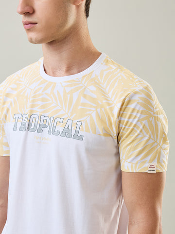 Tim Paris Men's Pale Banana Round Neck Cut & Sew T-Shirt