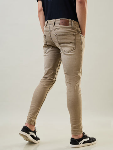 Tim Paris Jeans - Camel Denim Stretch Solid Cotton Ankle Fit