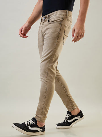 Tim Paris Jeans - Camel Denim Stretch Solid Cotton Ankle Fit