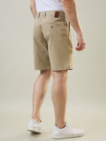 Tim Paris Beige Dyed Stretch Print Shorts