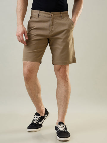 Tim Paris Brown Dyed Stretch Print Shorts