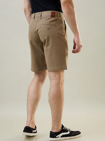 Tim Paris Brown Dyed Stretch Print Shorts